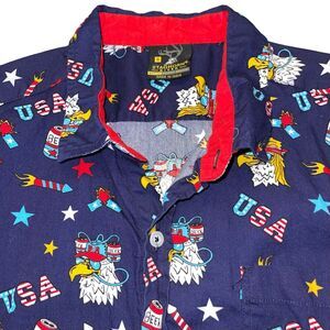 Patriotic Button Up Shirt Eagle Fourth of July America